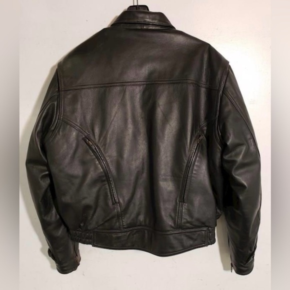 First Gear Scout Leather Thermoliner Motorcycle Jacket, Black, Mens 46 - Picture 3 of 16